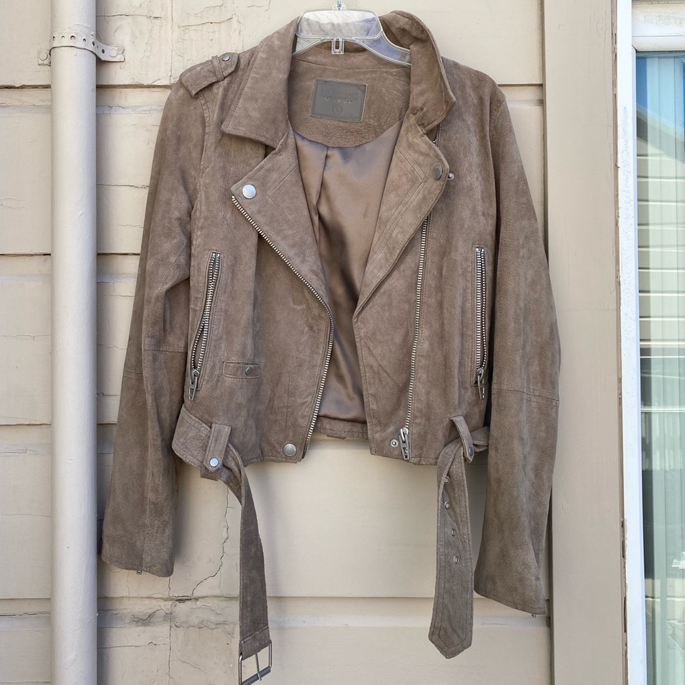 Blank NYC Genuine Suede Moto Jacket Sz L - Picture 4 of 8